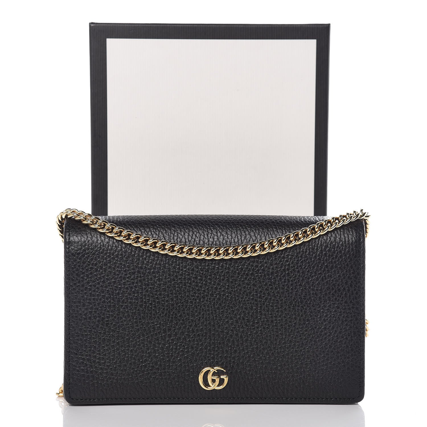 Gucci Calfskin Mini GG Marmont Chain Wallet Black 10 of 10