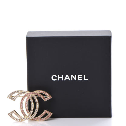 Chanel Crystal CC Brooch Light Gold Pink 5 of 5