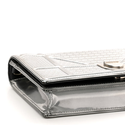 Christian Dior Metallic Patent Micro-Cannage Diorama Wallet on Chain Pouch Silver 8 of 11