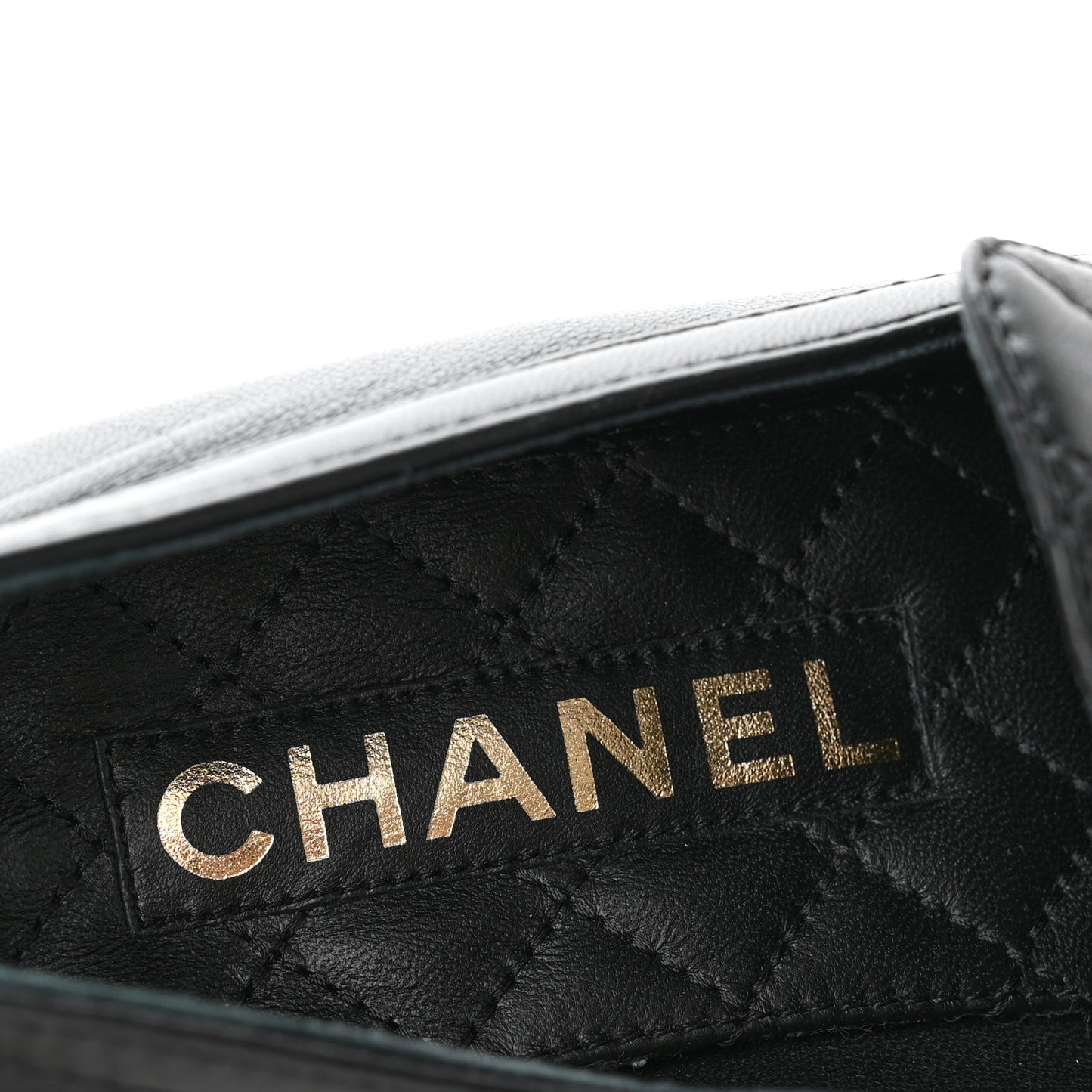 Lambskin Pearl Crystal Quilted CC Logo Jewelry Loafers 39 Black