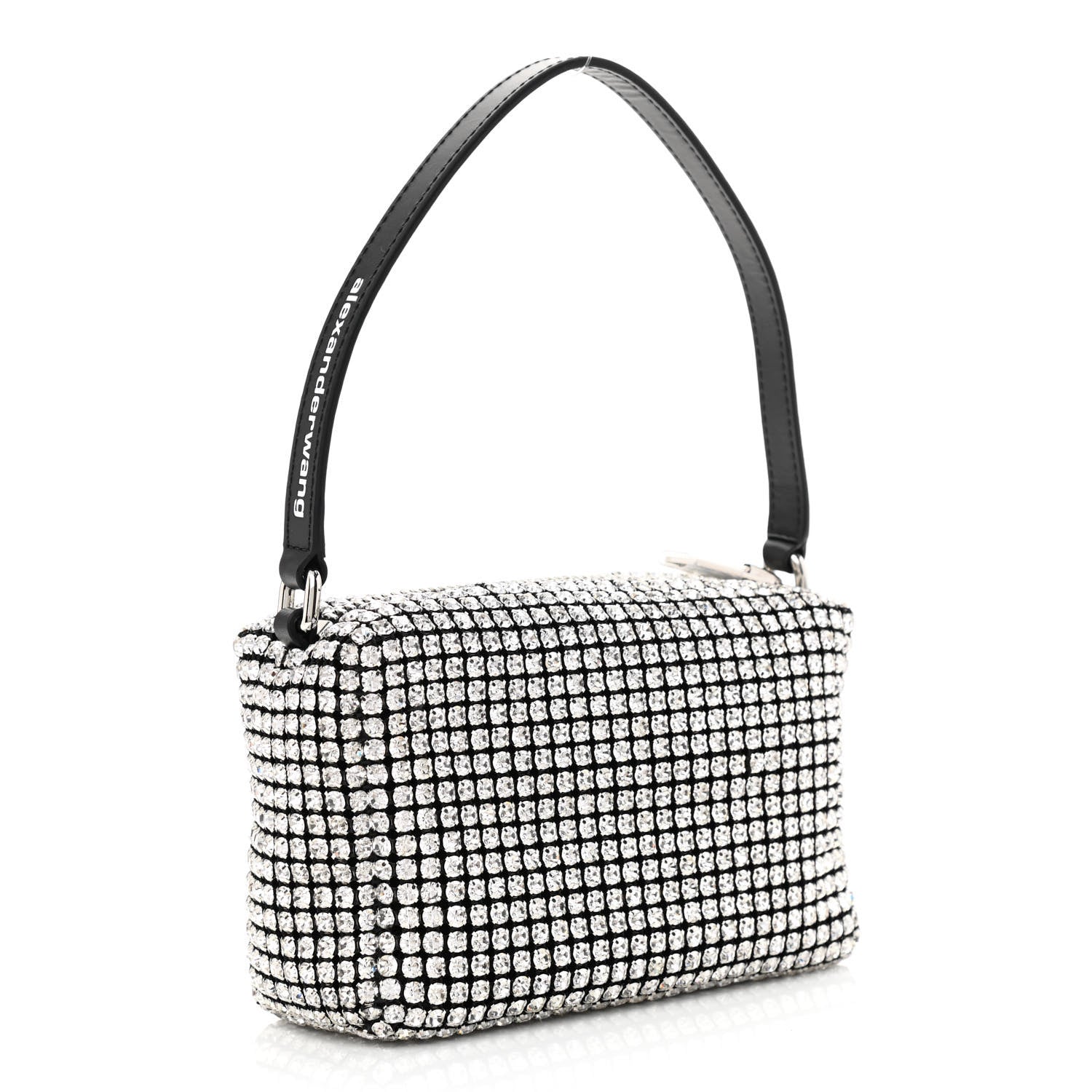 Alexander Wang Mesh Crystal Rhinestone Mini Heiress Pouch Black Silver 3 of 10