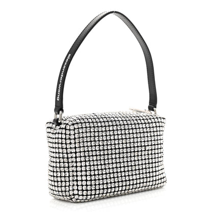 Alexander Wang Mesh Crystal Rhinestone Mini Heiress Pouch Black Silver 3 of 10