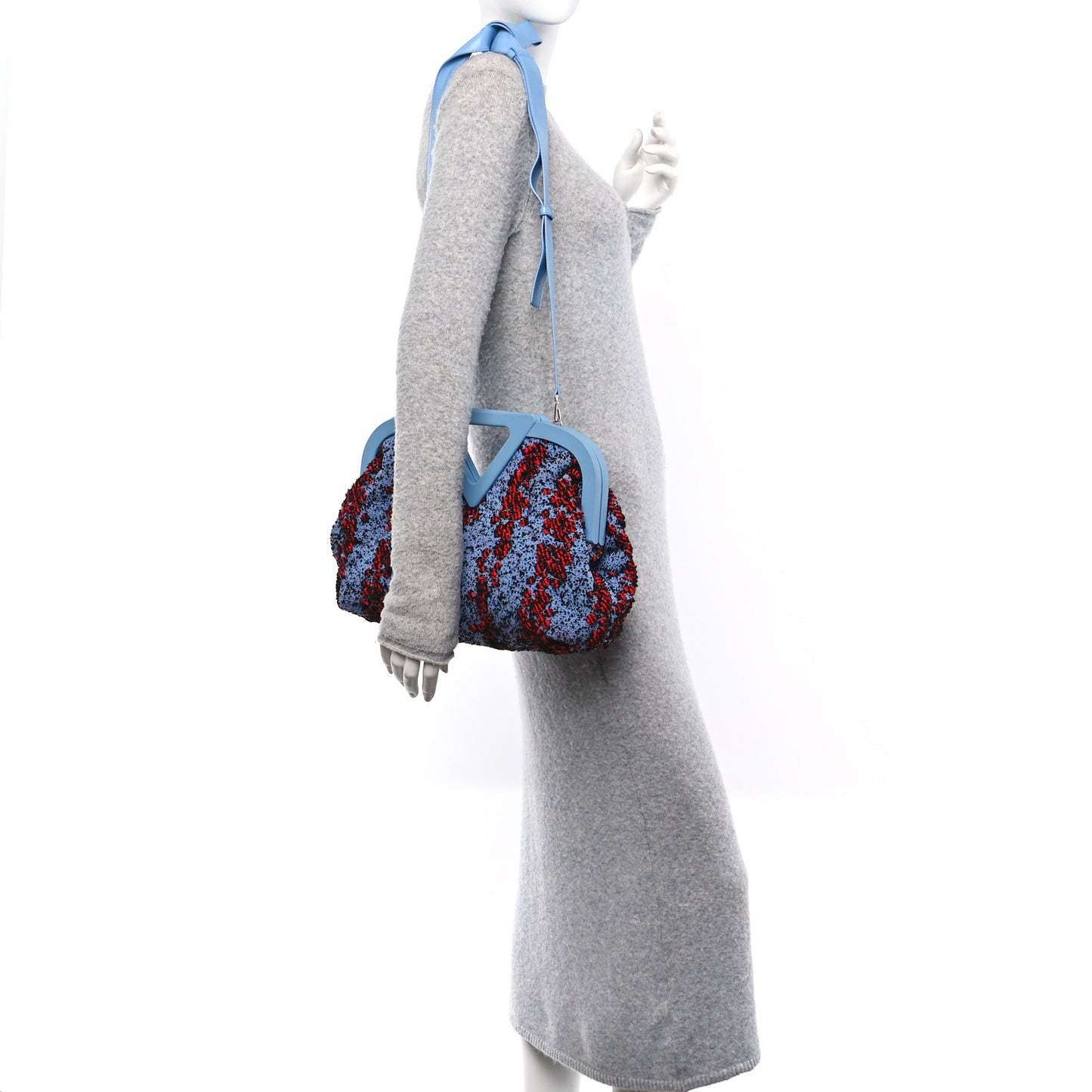 Textured Fabric Medium The Point Triangle Bag Red Blue