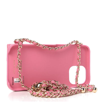 Chanel Lambskin Quilted iPhone XII Pro Max Case With Chain Pink 3 of 10