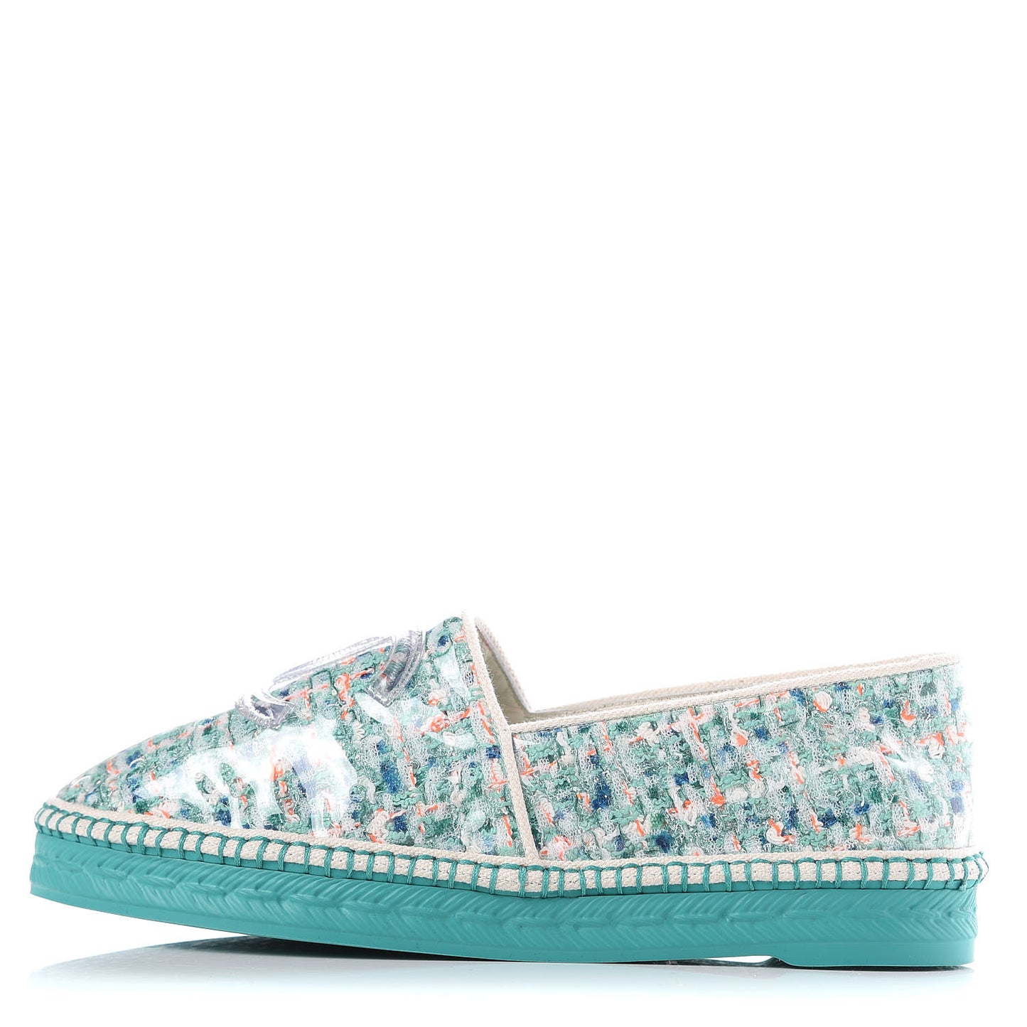 PVC Tweed CC Espadrilles 37 Green Multicolor