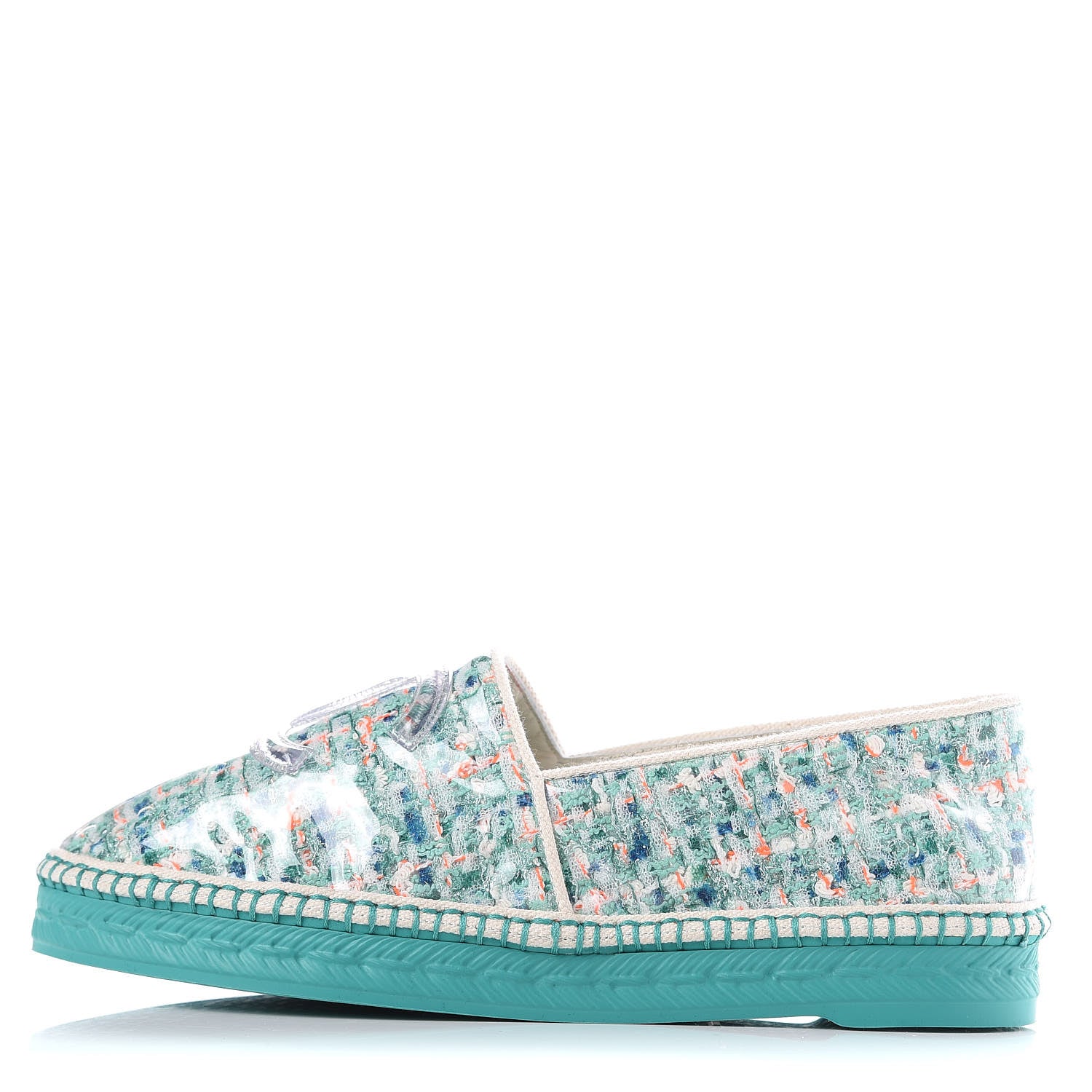 Chanel PVC Tweed CC Espadrilles 37 Green Multicolor 1 of 9