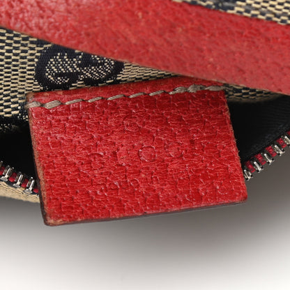 Gucci GG Monogram Web Double Pocket Belt Bag Navy Red 6 of 10