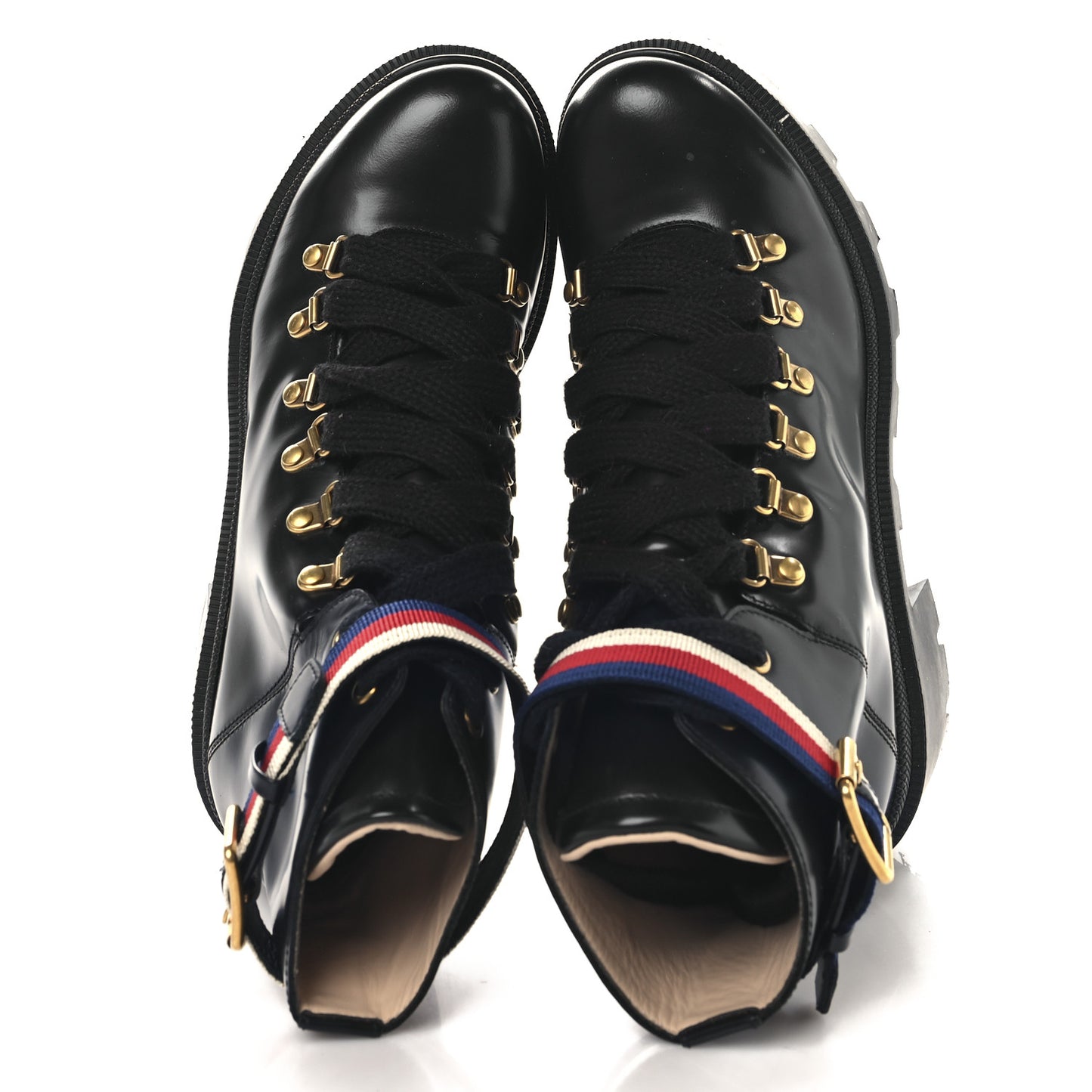 Calfskin Sylvie Web Womens Lace Up Combat Boots 38.5 Black