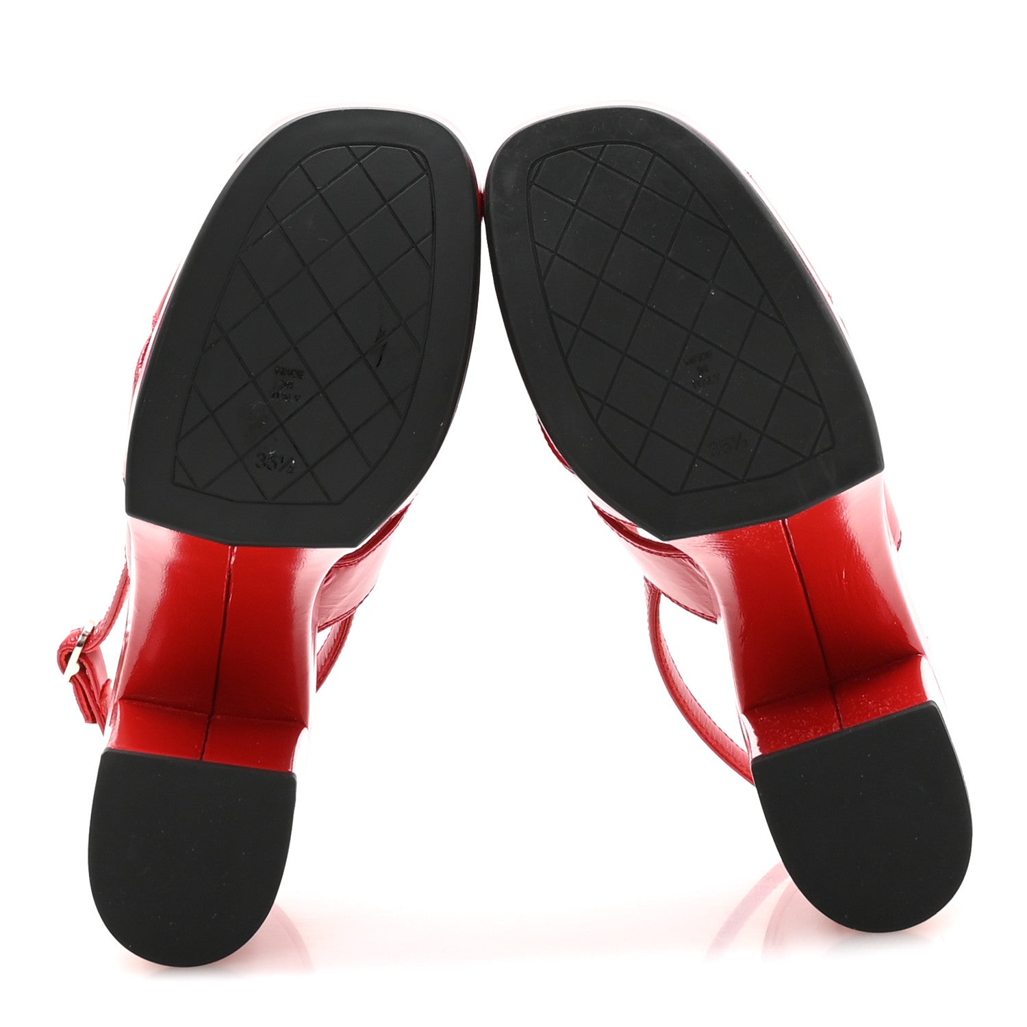 Chanel Crumpled Patent Lambskin Platform Sandals 35.5 Red 6 of 9