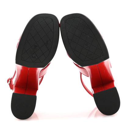 Chanel Crumpled Patent Lambskin Platform Sandals 35.5 Red 6 of 9