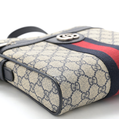 Gucci GG Supreme Monogram Textured Dollar Calfskin Web Small Ophidia Messenger Bag Beige Blue 9 of 10
