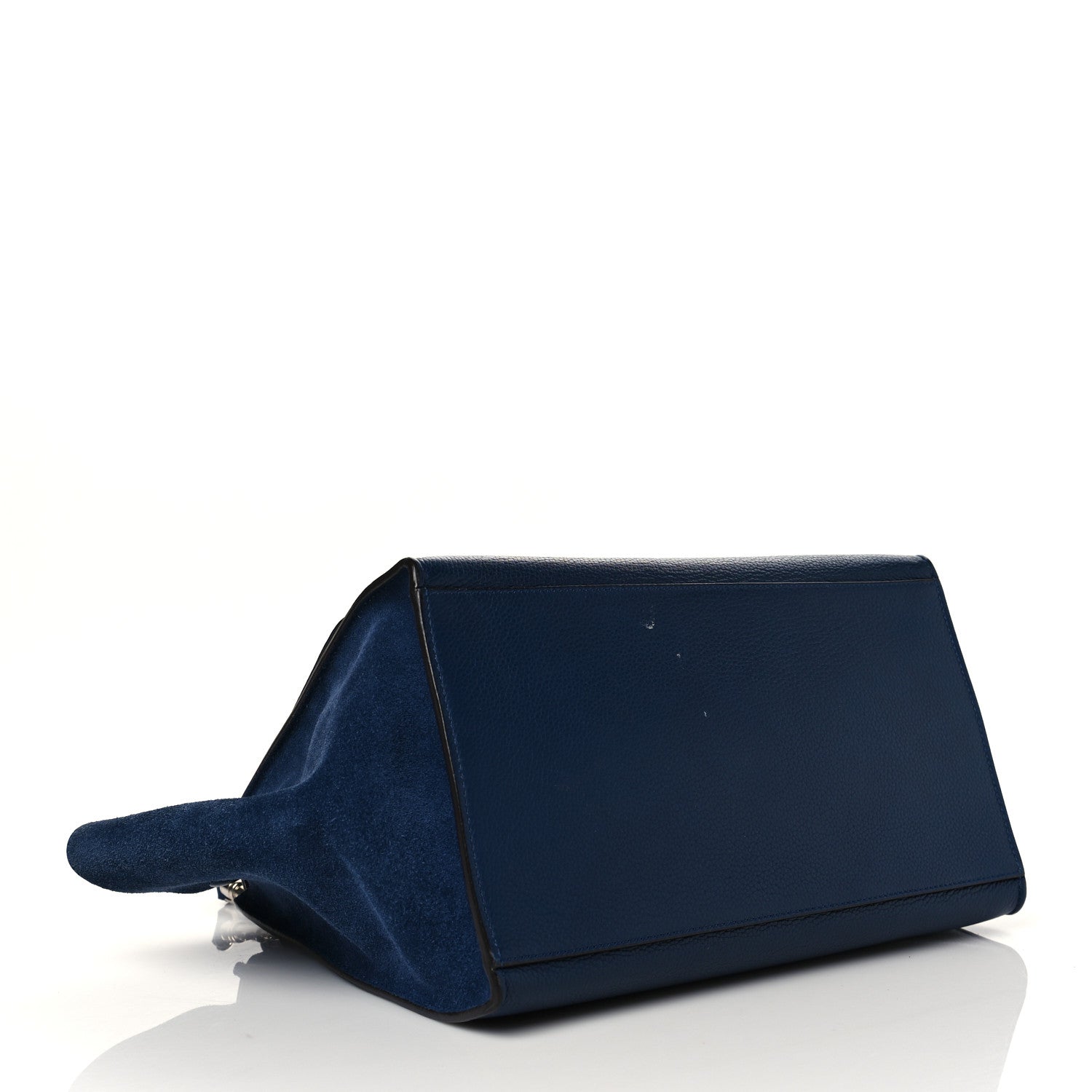 Celine Drummed Calfskin Suede Medium Trapeze Navy Blue 4 of 11