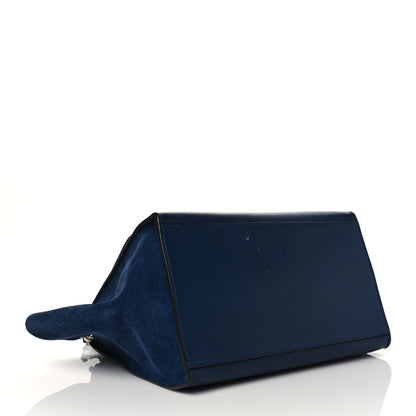 Celine Drummed Calfskin Suede Medium Trapeze Navy Blue 4 of 11