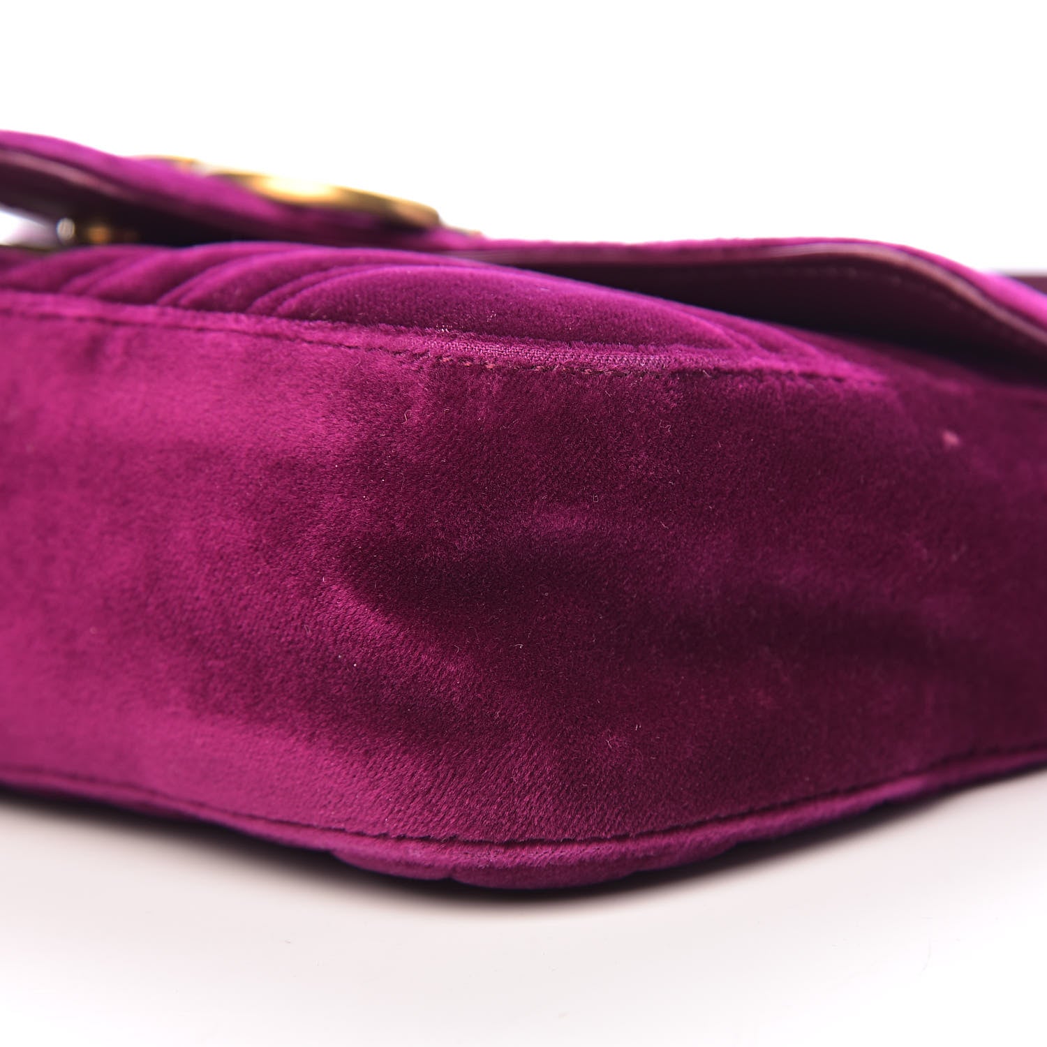 Gucci Velvet Matelasse Mini GG Marmont Shoulder Bag Fuchsia Violet Cyclamen 12 of 17