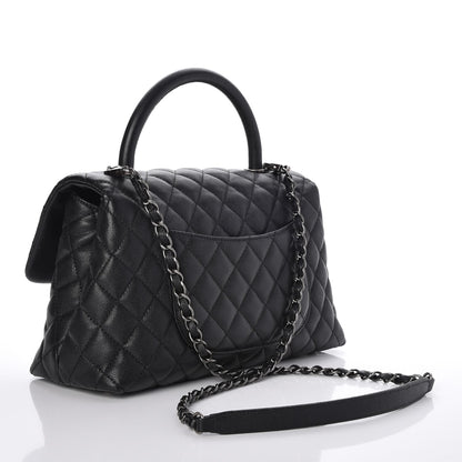 Chanel Caviar Quilted Small Coco Handle Flap Black 3 of 8