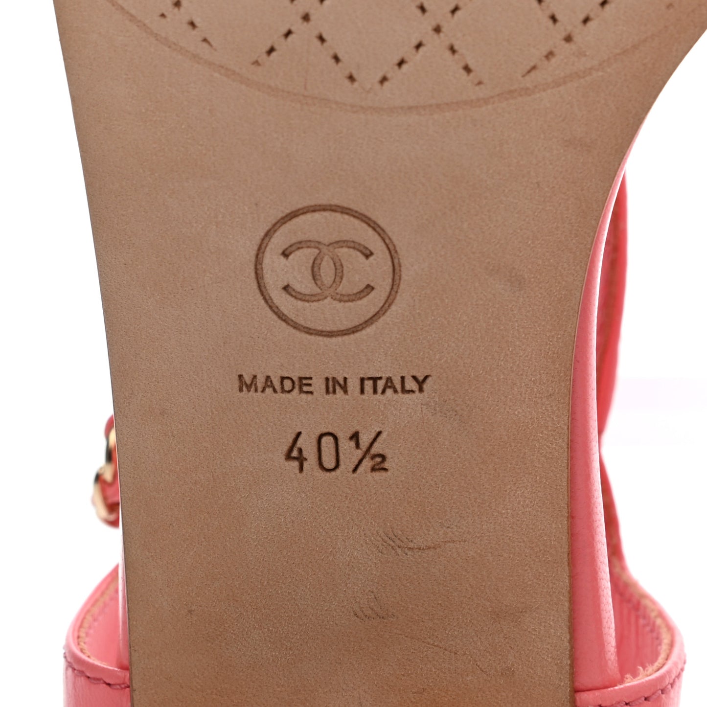 Goatskin Chain CC Logo Thong Sandals 40.5 Pink