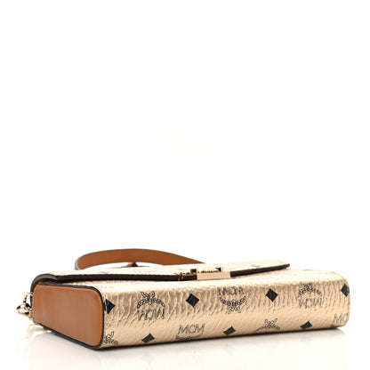 MCM Metallic Visetos Medium Millie Crossbody Bag Berlin Gold 4 of 9
