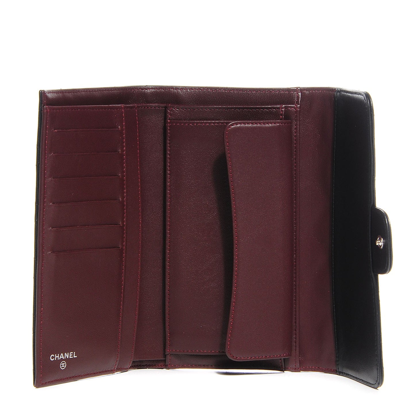 Lambskin Quilted Large Flap Wallet Black