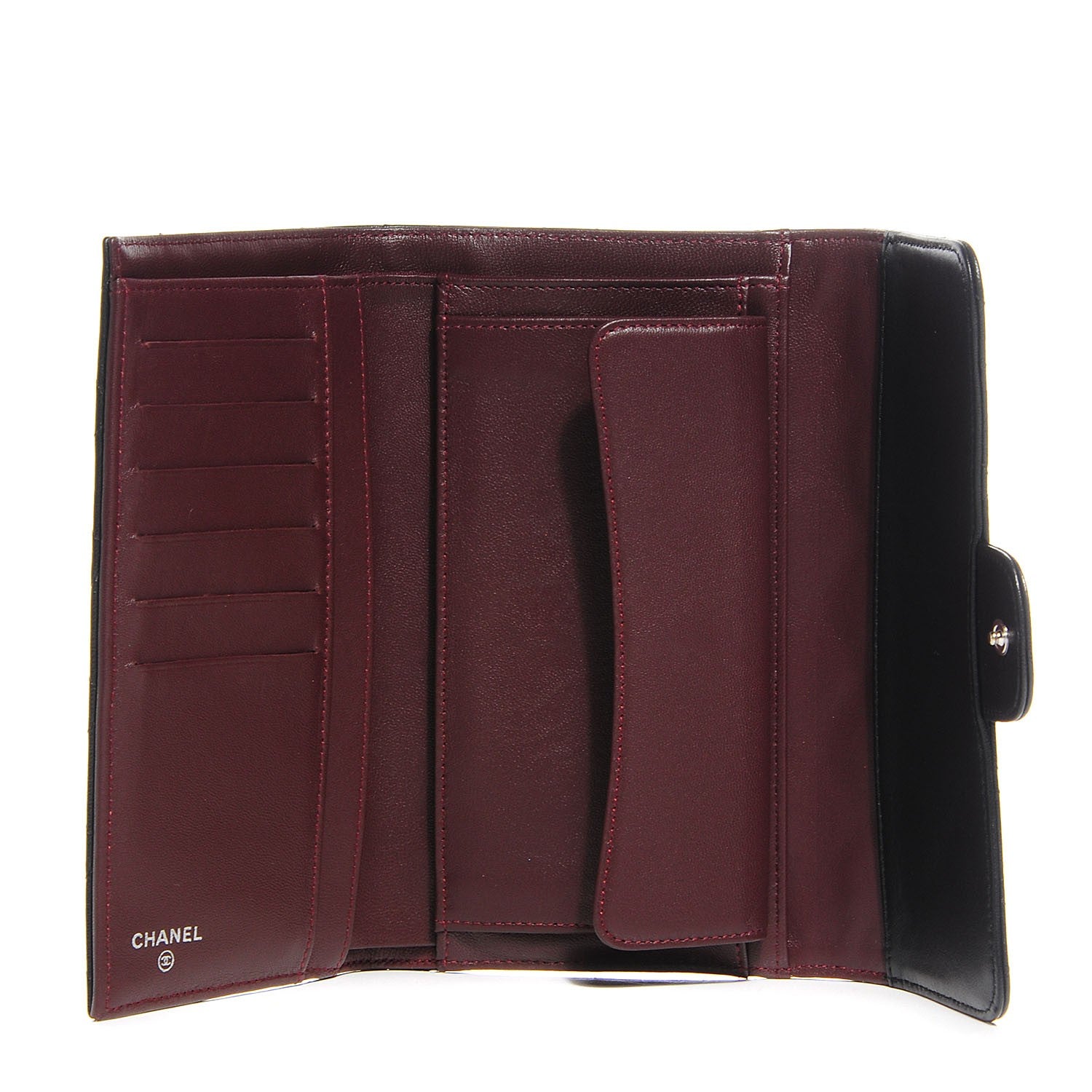 Chanel Lambskin Quilted Large Flap Wallet Black 4 of 9