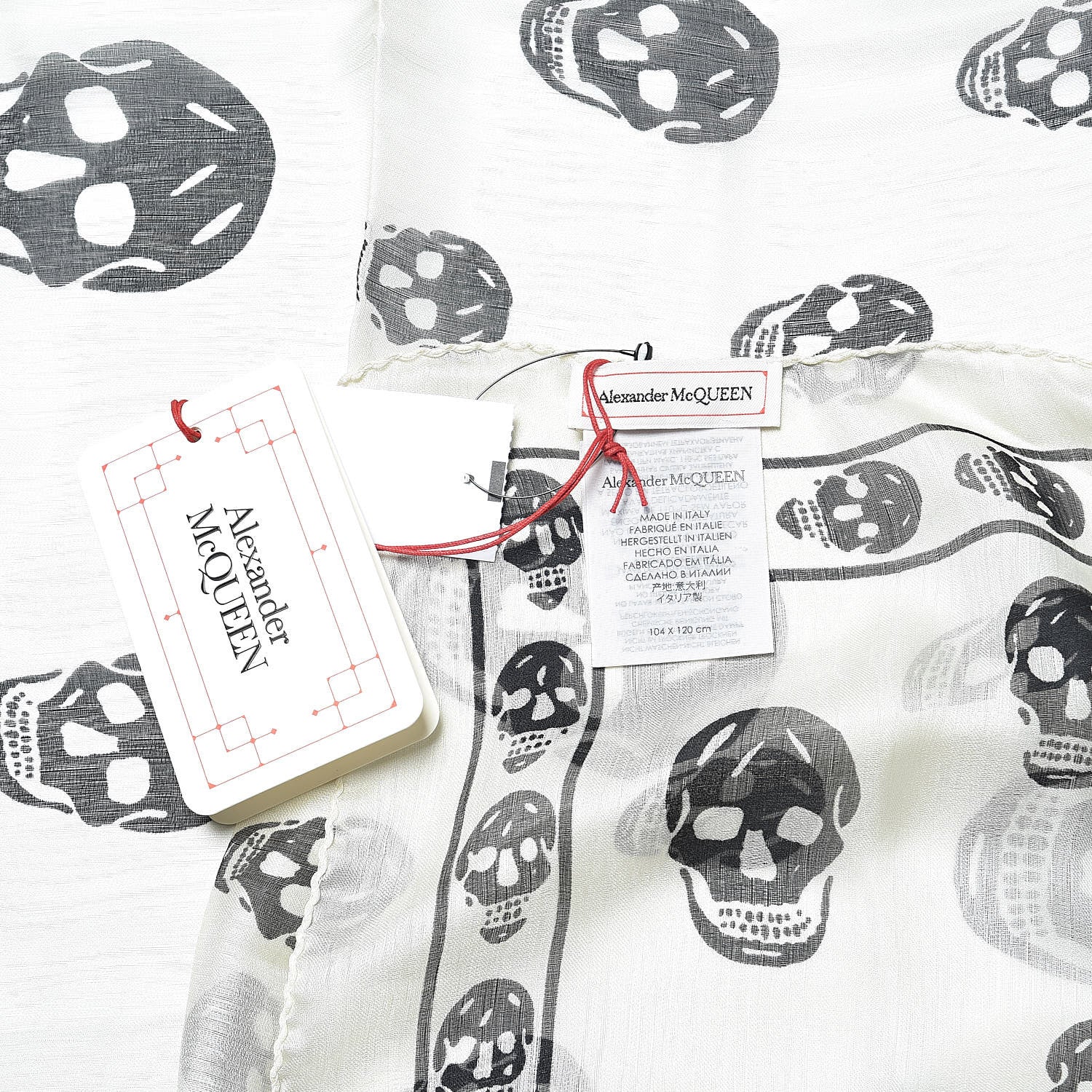 Alexander McQueen Silk Chiffon Skull Scarf Ivory Black 3 of 3