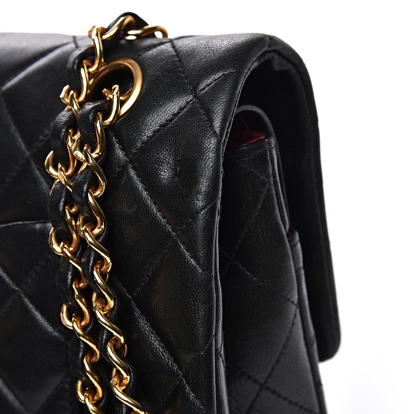 Lambskin Quilted Medium Double Flap Black