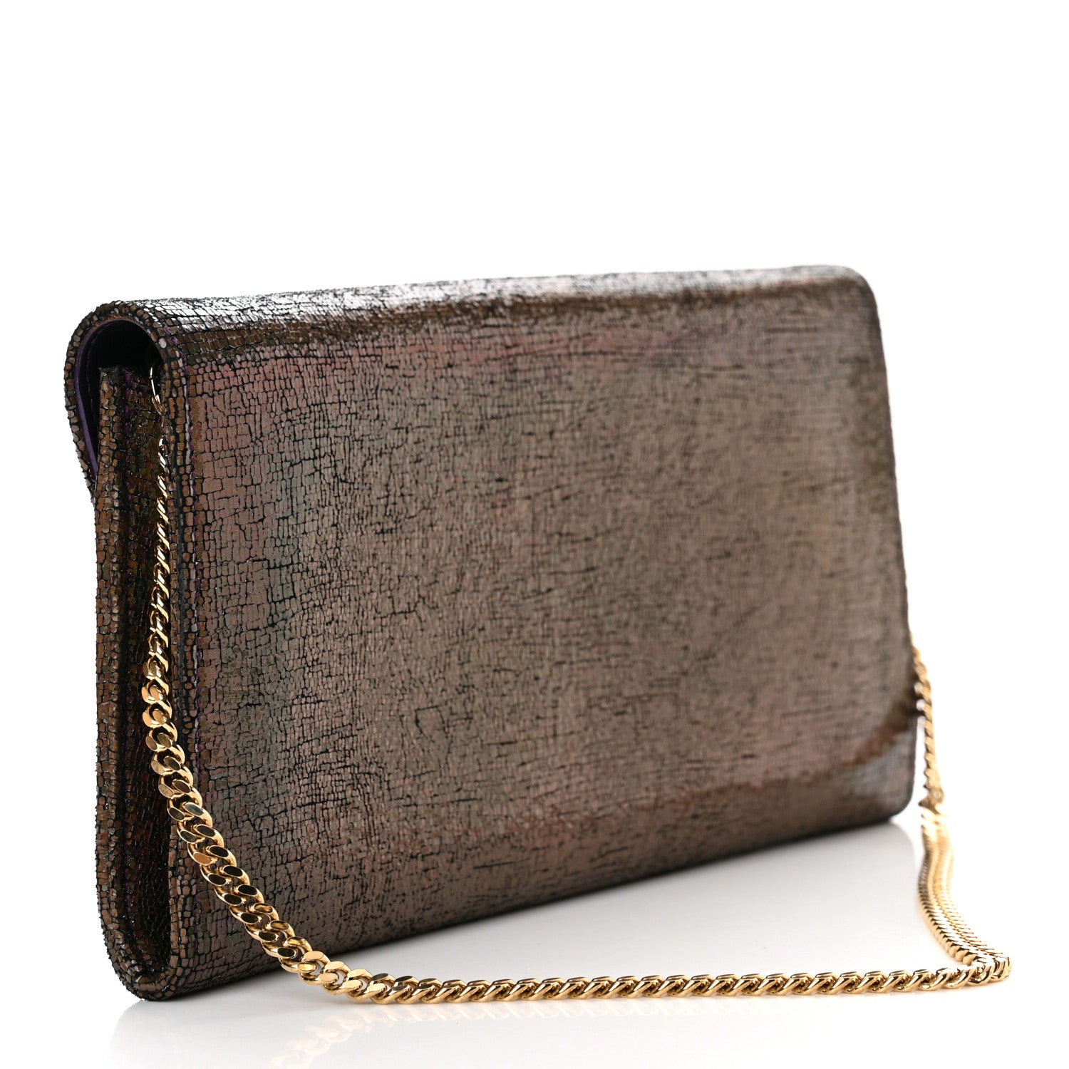 Jimmy Choo Holographic Calfskin Margot Clutch Gold Multicolor 3 of 9