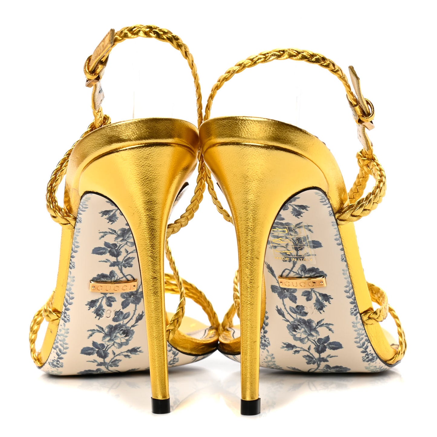 Metallic Nappa Braided Haines High Heel Sandals 39.5 Gold
