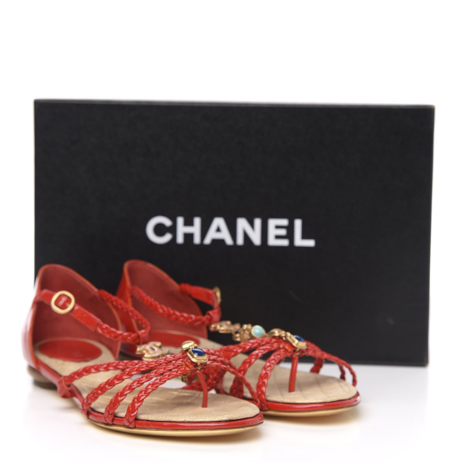 Chanel Patent Rope CC Sandal 36.5 Red 9 of 9