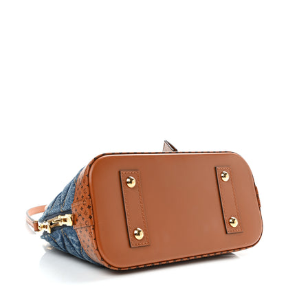 Louis Vuitton Denim Calfskin Reverse Monogram Malletage Alma BB Blue 4 of 9