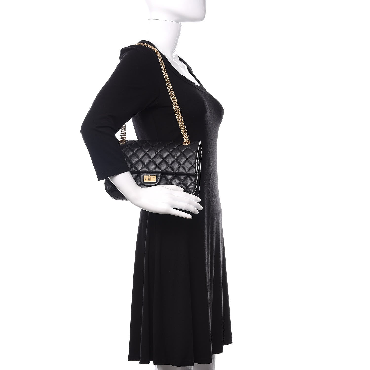 Chanel Aged Calfskin Quilted 2.55 Reissue 225 Flap Black 3 of 12