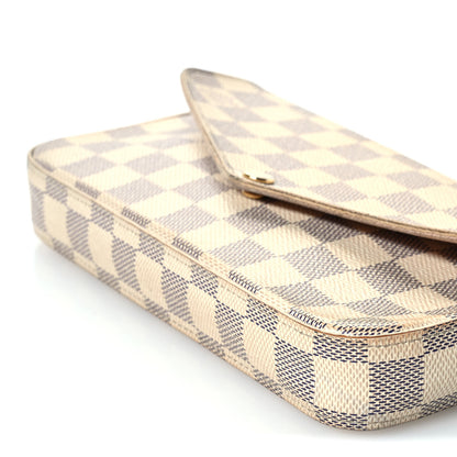Louis Vuitton Damier Azur Pochette Felicie Chain Wallet Rose Ballerine 10 of 13