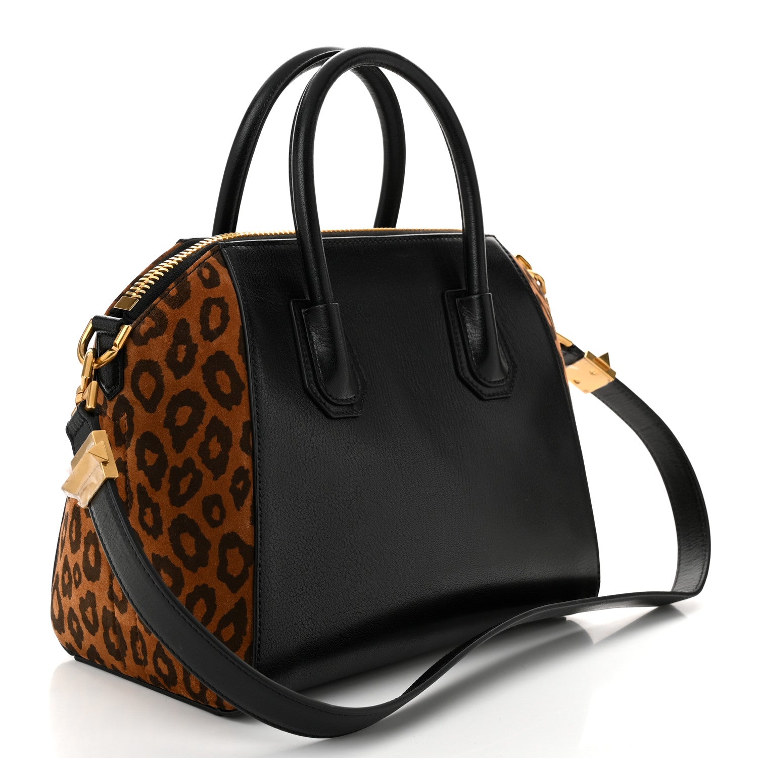 Givenchy Calfskin Suede Leopard Print Small Antigona Black 3 of 10