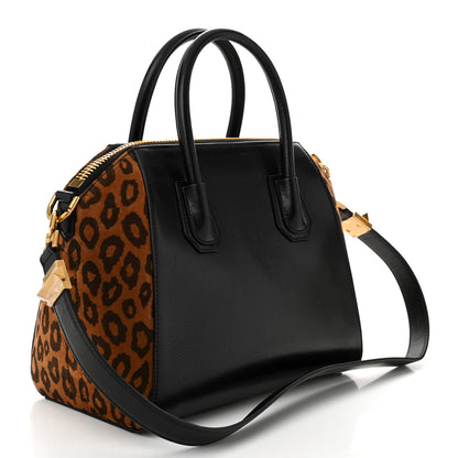 Givenchy Calfskin Suede Leopard Print Small Antigona Black 3 of 10