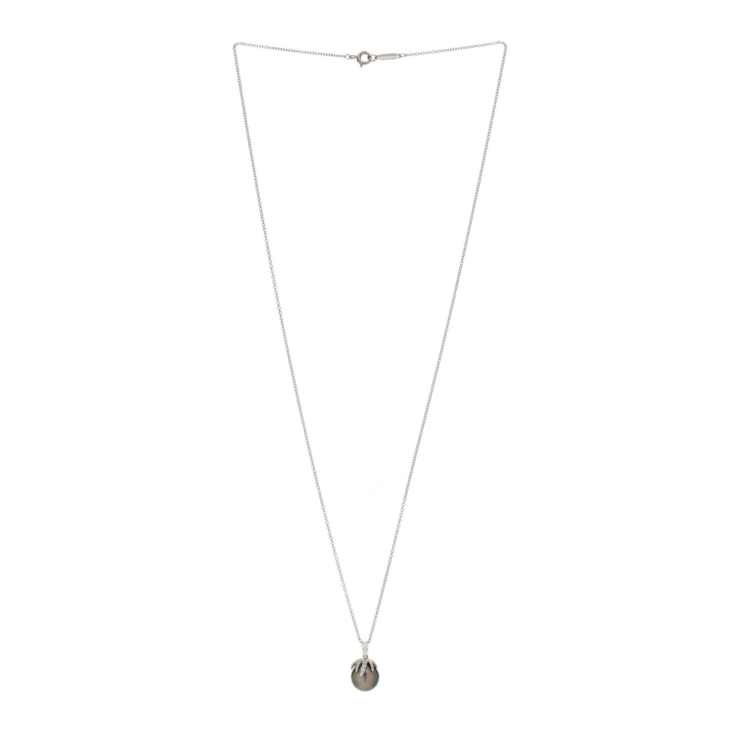 Platinum Diamond Tahitian Pearl Fireworks Pendant Necklace