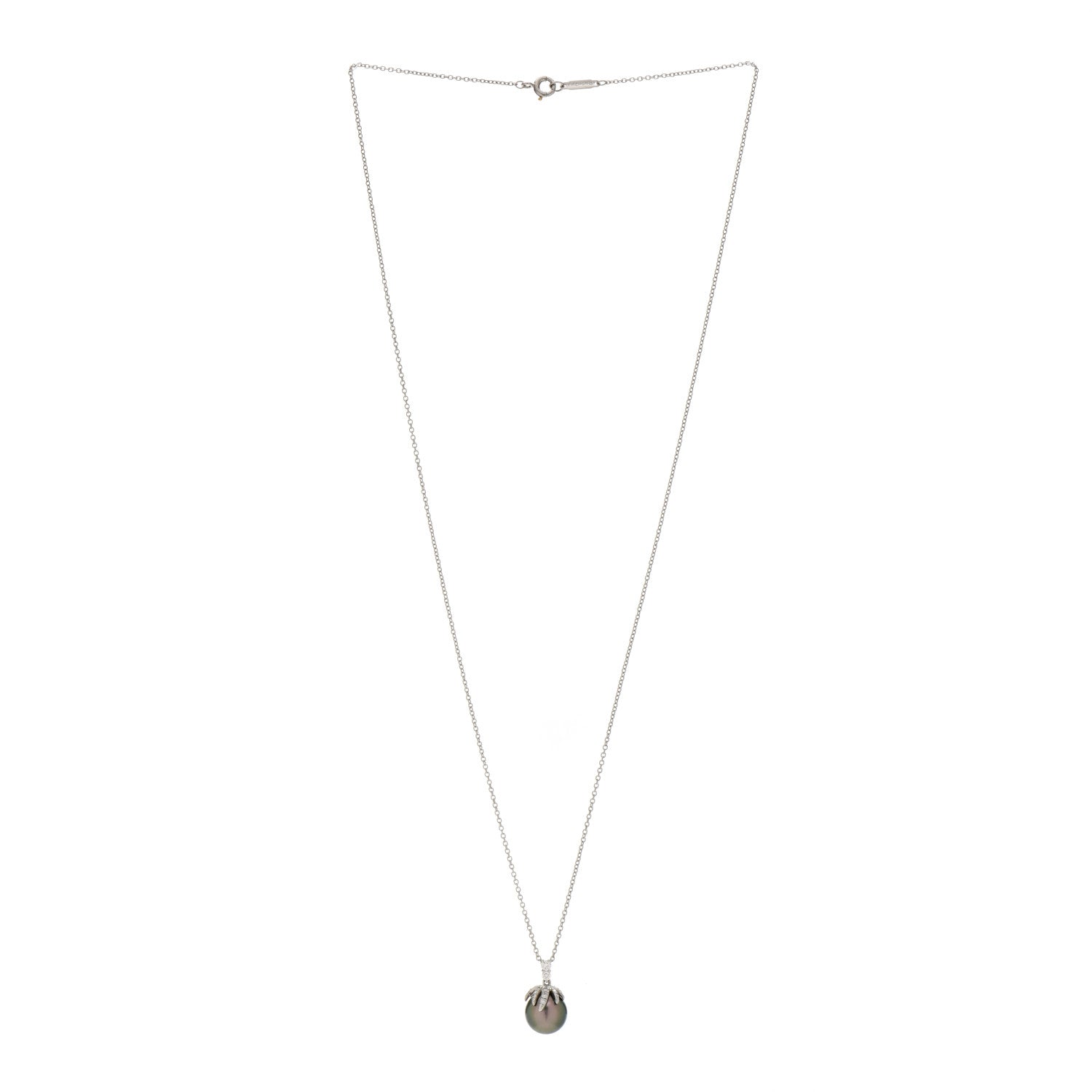 Tiffany Platinum Diamond Tahitian Pearl Fireworks Pendant Necklace 3 of 7