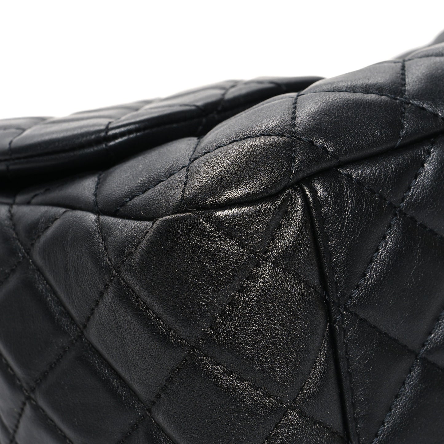 Metallized Calfskin Quilted Small XXL Travel Flap Bag Black