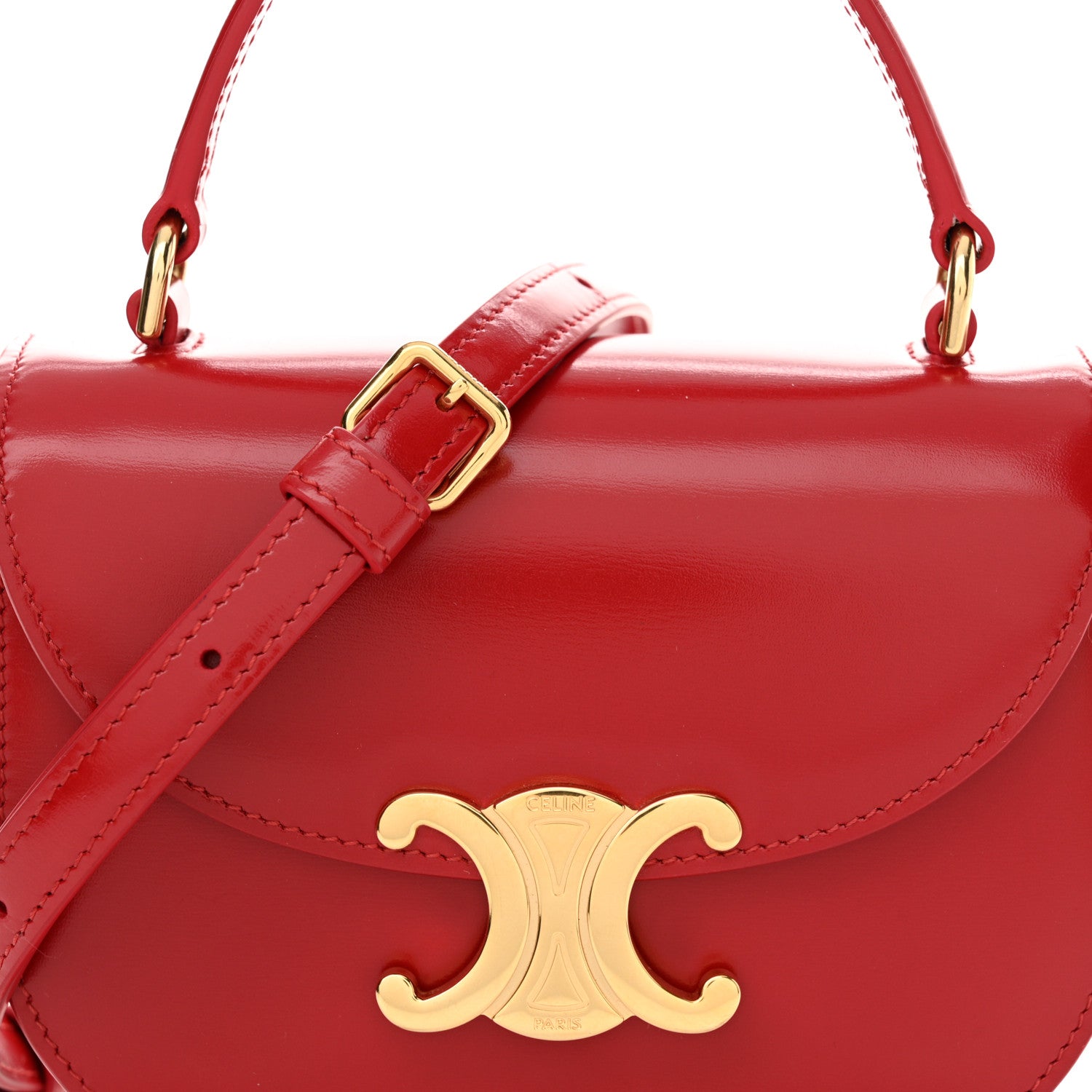 Celine Shiny Calfskin Triomphe Mini Besace Clea Red 8 of 15