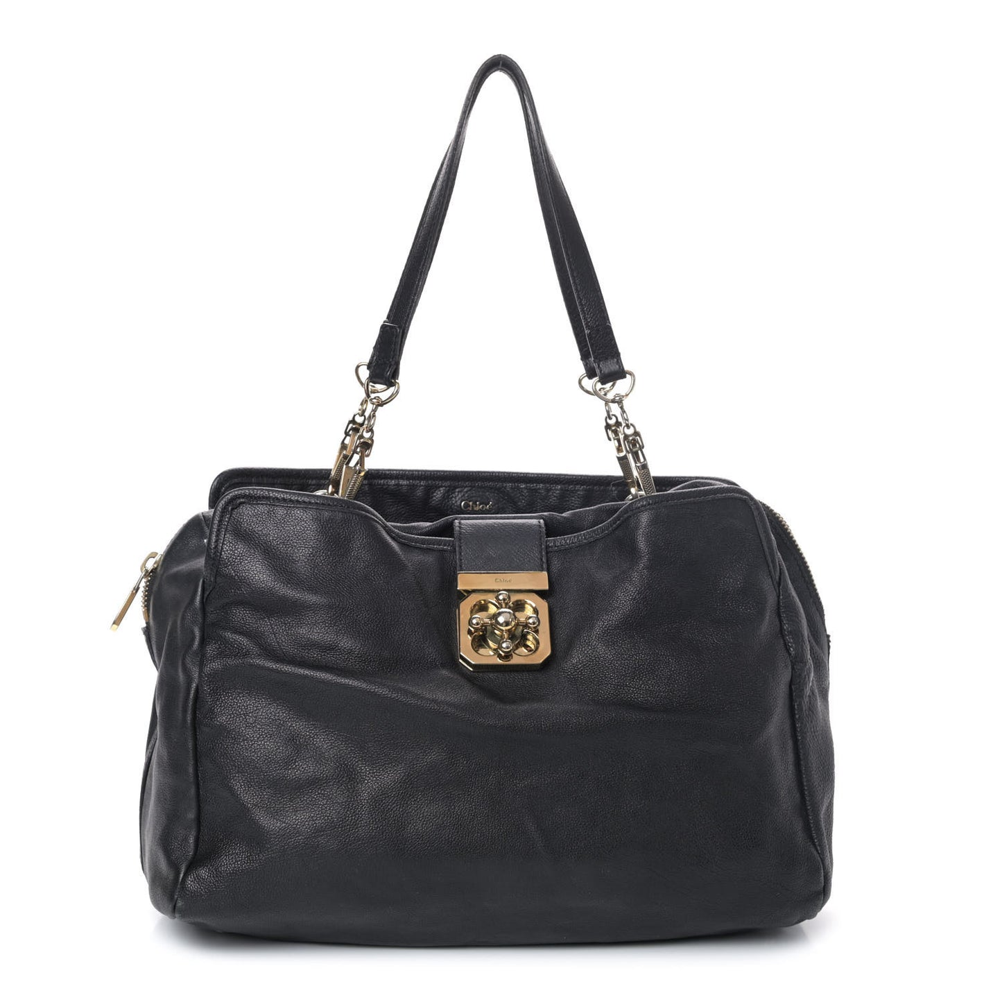 Calfskin Elsie Large Shoulder Bag Black