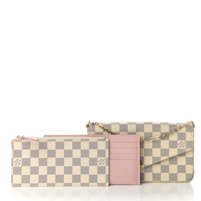 Louis Vuitton Damier Azur Pochette Felicie Chain Wallet Rose Ballerine 3 of 9
