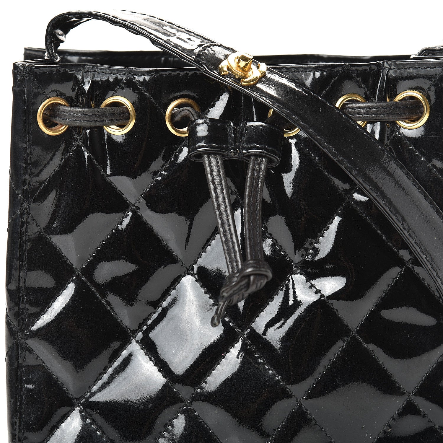 Chanel Patent Mini Drawstring Shoulder Bag Black 7 of 13