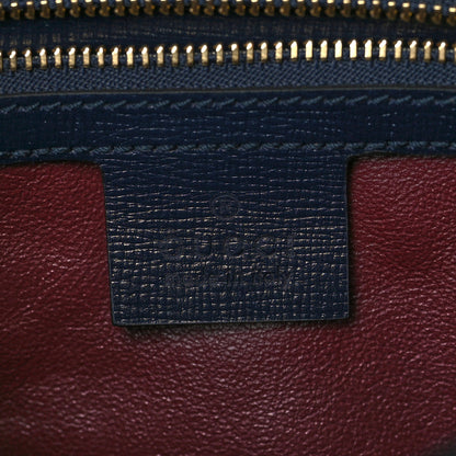 Gucci Vintage Rice Canvas Azalea Calfskin Small Horsebit 1955 Shoulder Bag Beige Blue 6 of 10