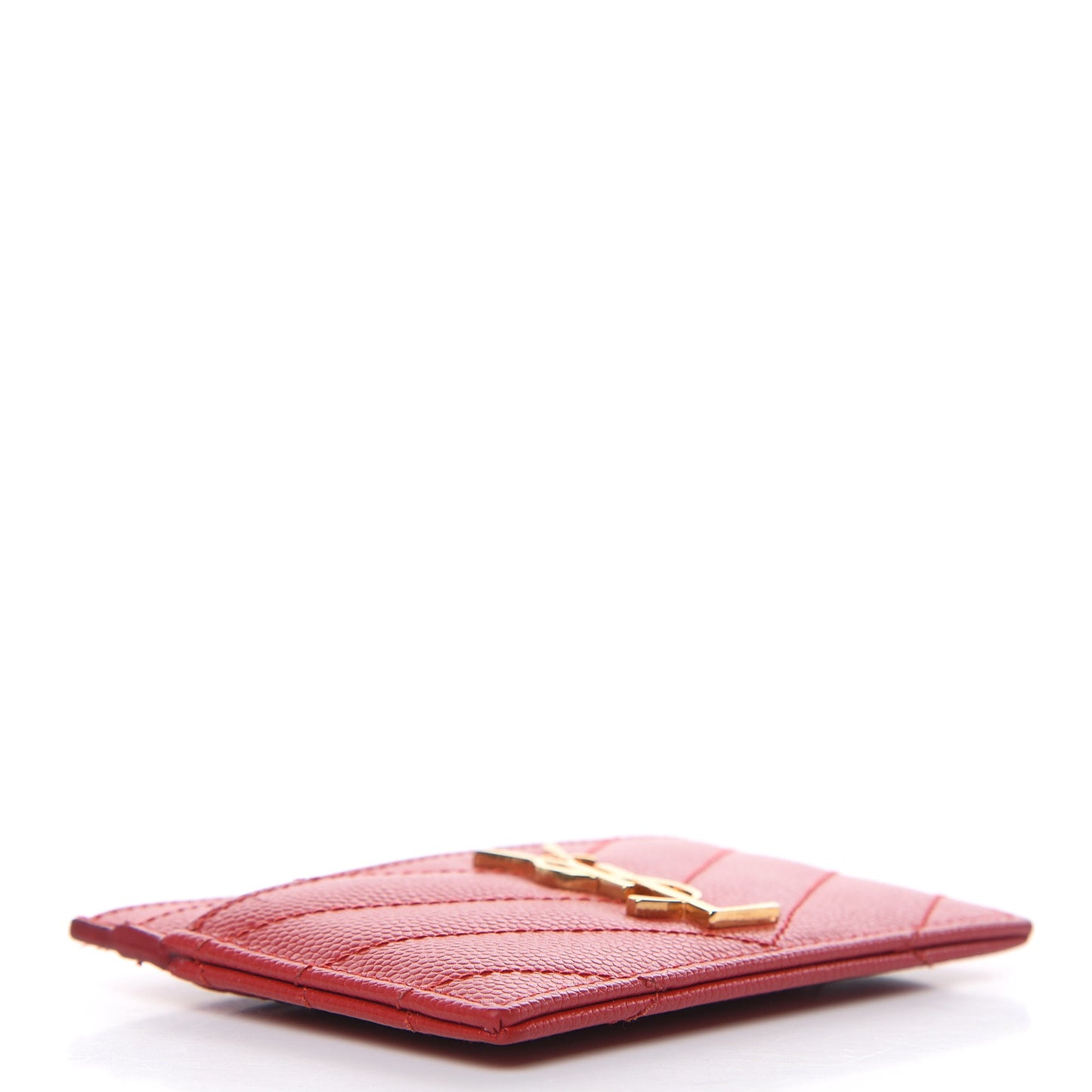 Grain De Poudre Matelasse Chevron Monogram Credit Card Case New Red