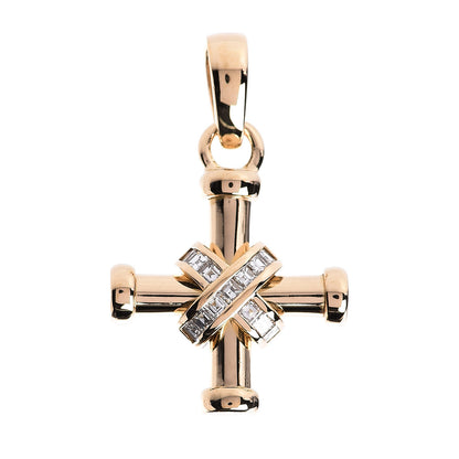Bulgari 18K Yellow Gold Diamond Cross Pendant 1 of 4