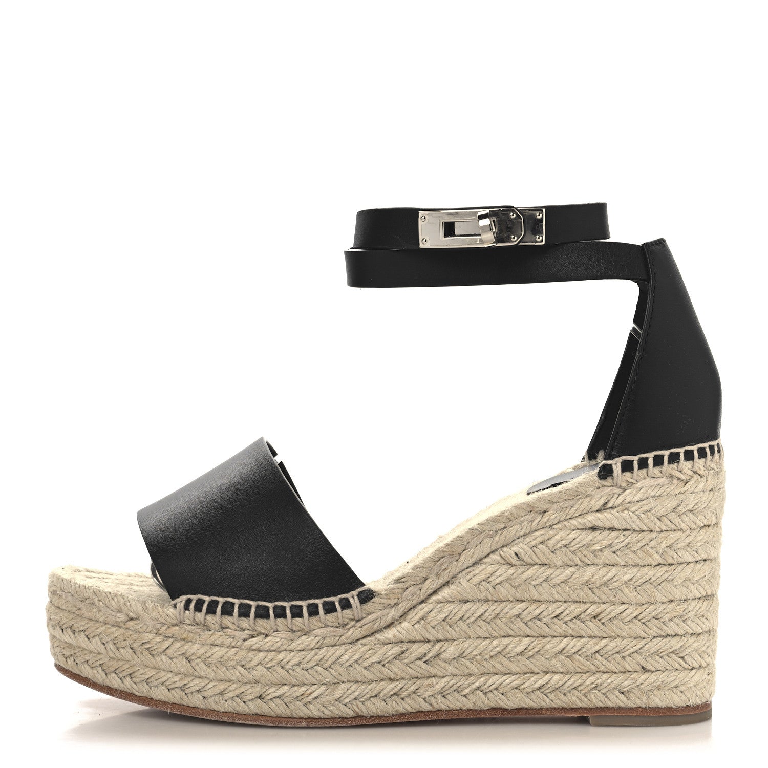 Hermes Calfskin Tipoli Espadrille Wedges 39 Black 1 of 9
