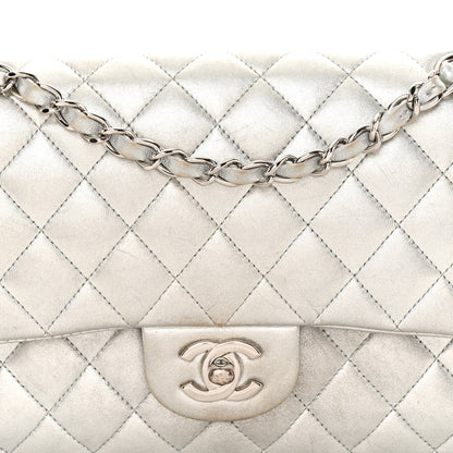 Chanel Metallic Lambskin Quilted Medium Double Flap Silver 8 of 10