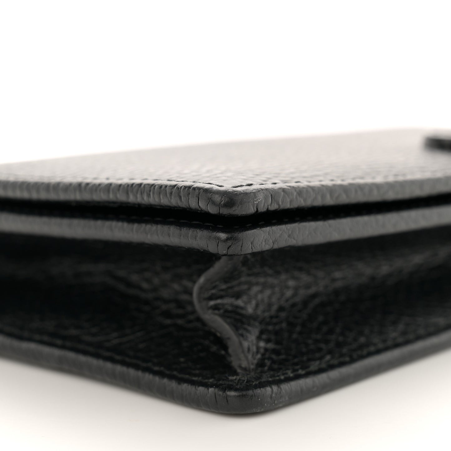 Dollar Calfskin Enamel Monochrome Mini GG Marmont Chain Wallet Black
