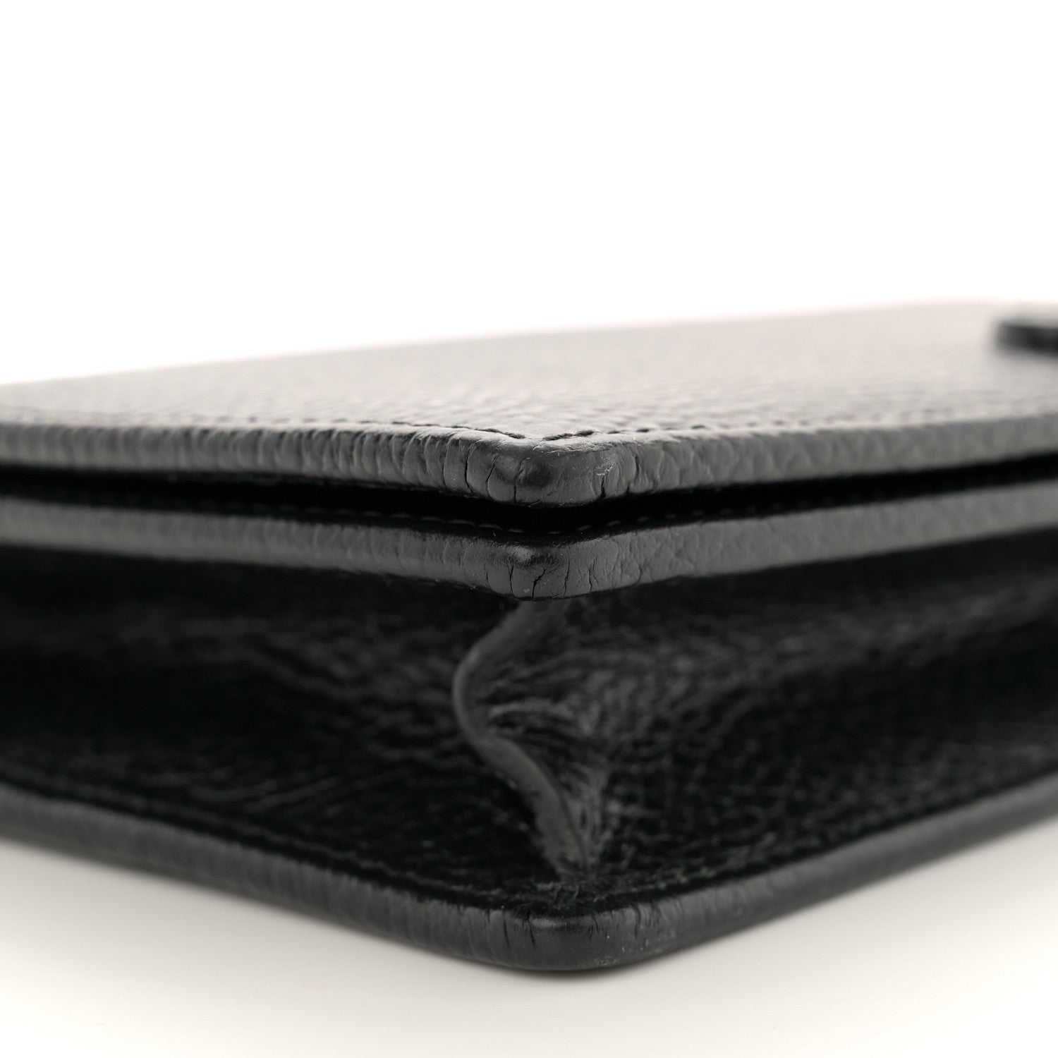 Gucci Dollar Calfskin Enamel Monochrome Mini GG Marmont Chain Wallet Black 8 of 9