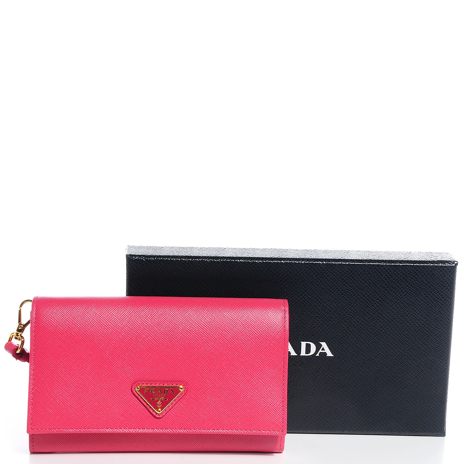 Prada Saffiano Triangle Flap Wallet Peonia 5 of 11