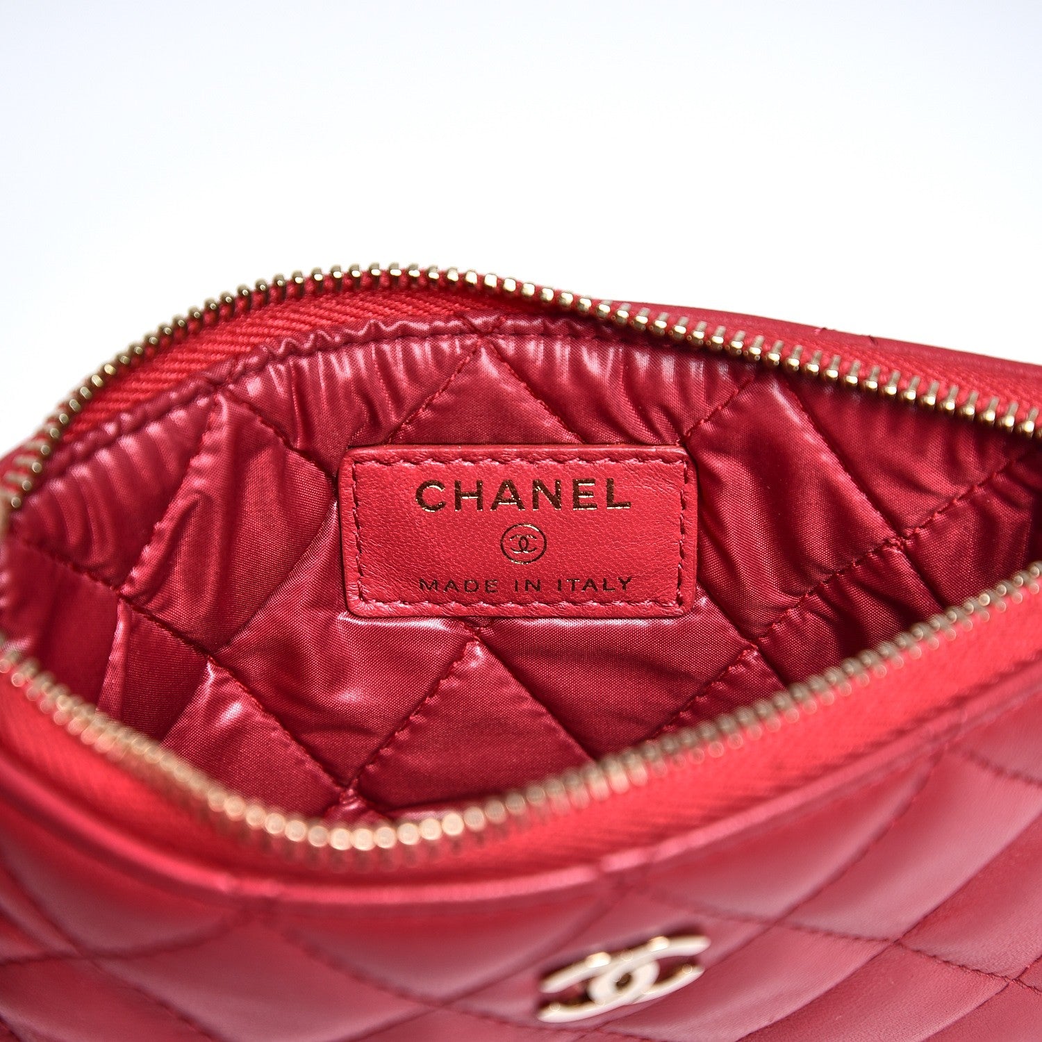 Chanel Lambskin Quilted Small Cosmetic Case Dark Pink 7 of 8