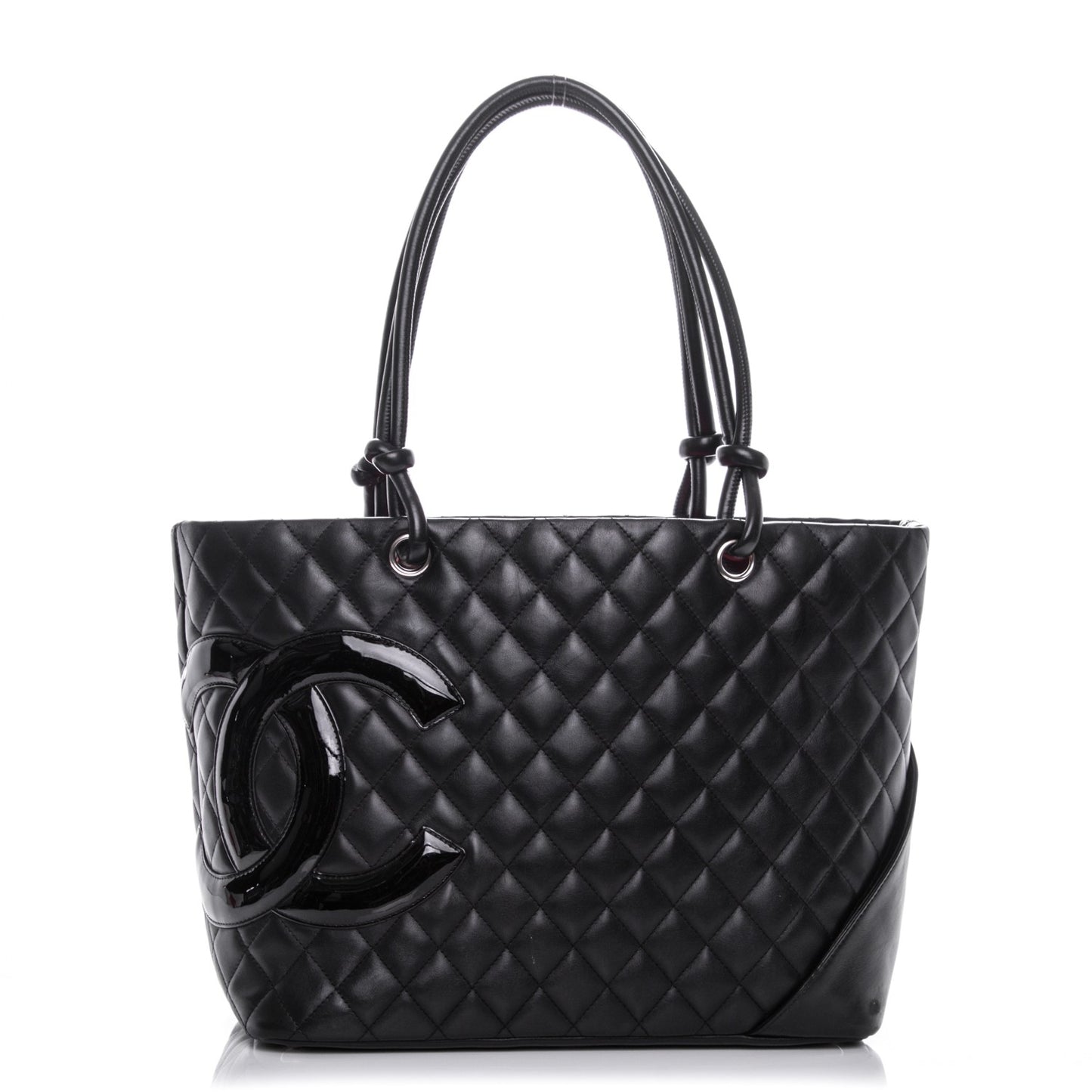 Calfskin Quilted Large Cambon Tote Black